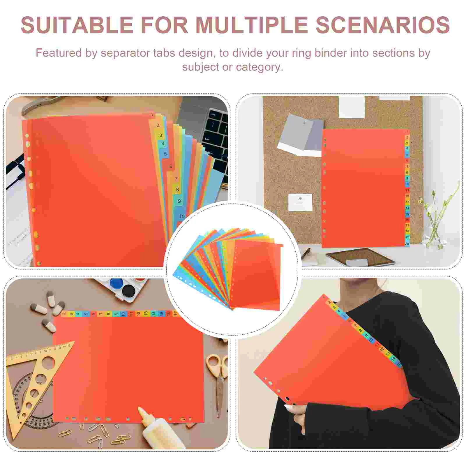 20 Sheets A4 Binder Divider File Divider Subject Divider For Binder Notebook For School Office