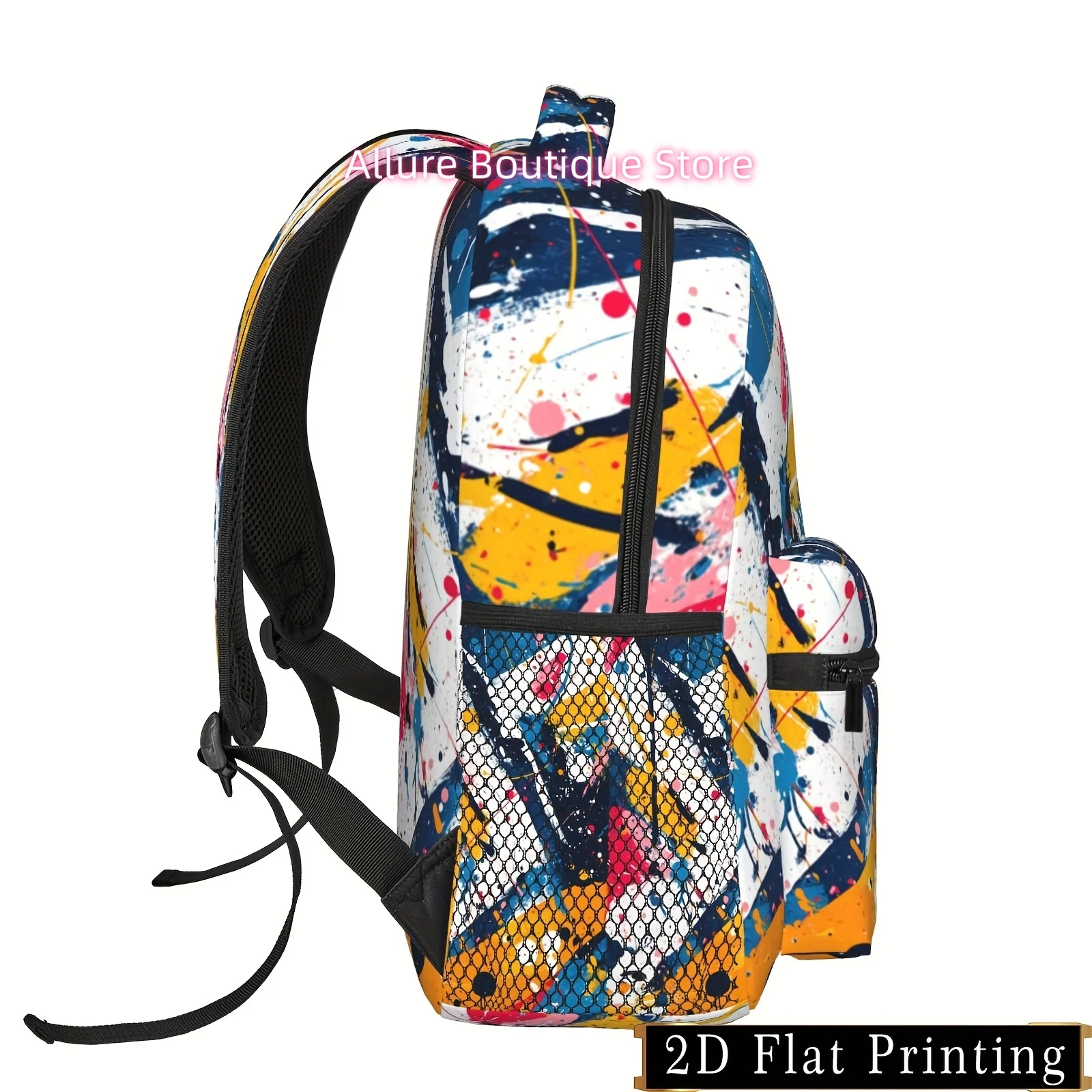 Large Capacity Backpack with Graffiti Print & Padded Back/Waist Protection - Heavy-Duty Backpack with Tablet Pocket, Laptop Comp