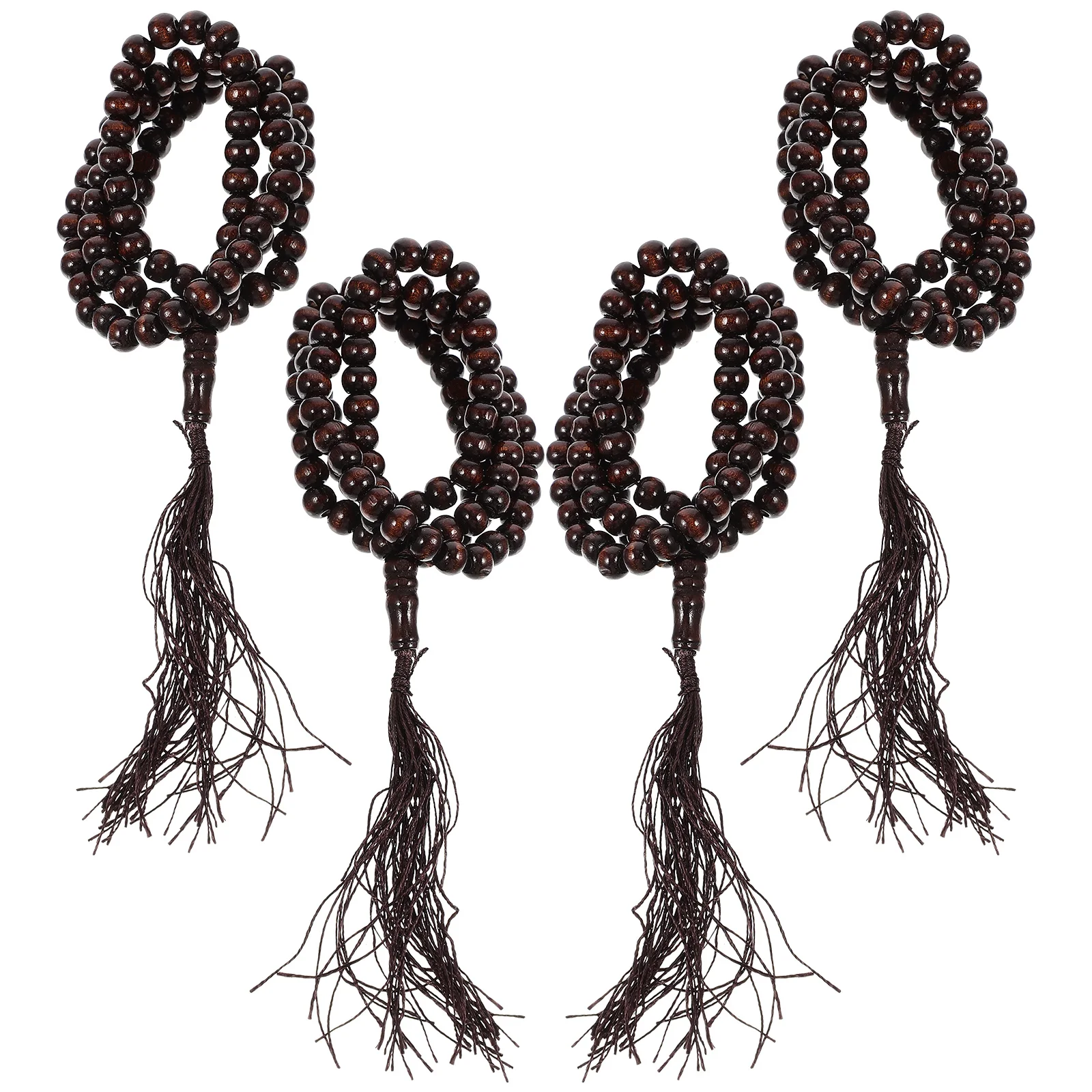 

4Pcs Prayer H held Muslim Wood Crystal Tassel Decorative Rosary Beads Rosary Bracelets Worship Decorative Exquisite H Chains