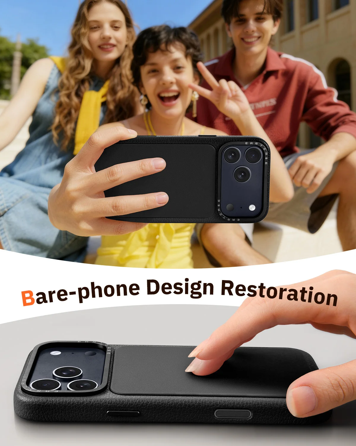 

Магнитный чехол Oatsbasf для iPhone 17 Pro Max / 17 Pro: Противоударный кожаный чехол с эффектом голого телефона и управлением камерой