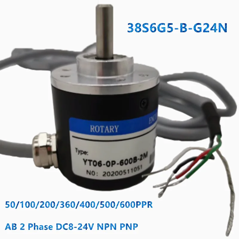 Rotary Encoder hotoelectric Incremental 38S6G5-B-G24N 50/100/200/360/400/500/600PPR AB 2 Phase DC8-24V NPN PNP Optical Encoder