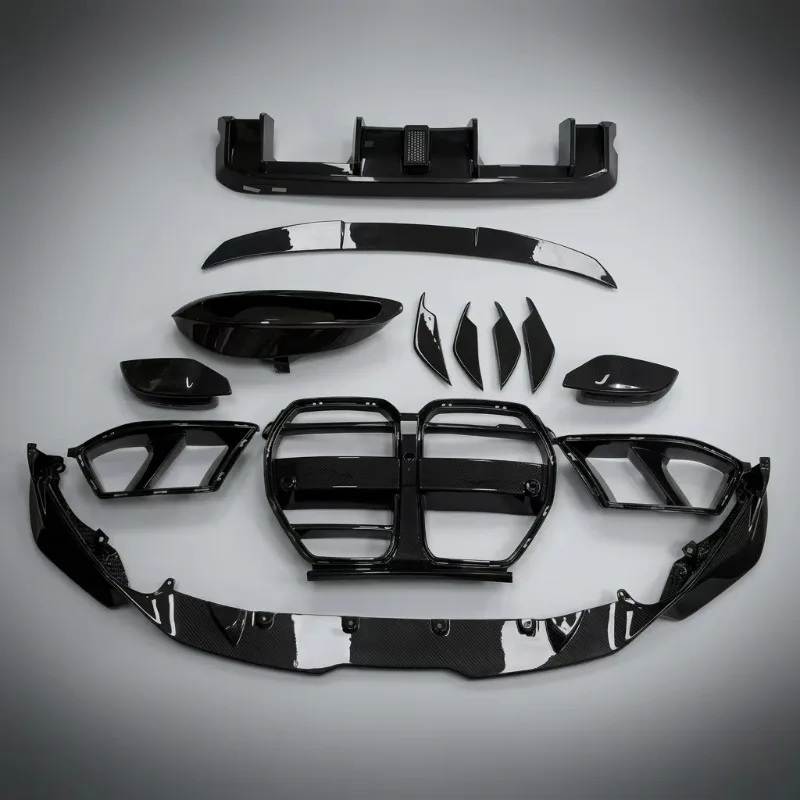New for M3 Dry Carbon Fiber Front Lip Rear Grille Diffuser Side Mirror Spoiler V-shaped Body Kit G80/G82 M4 2021