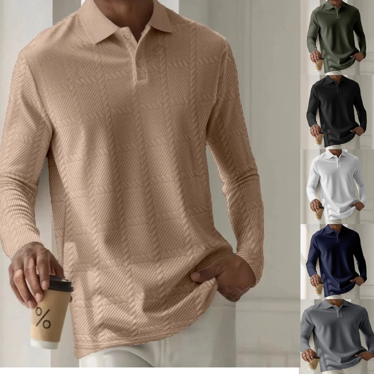 

Spring/Summer new design with large grid pattern, elegant and fashionable, versatile, loose and simple, comfortable, long sleeve