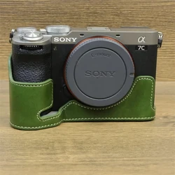 PU Leather Half Base Case Cover for Sony A7CII A7CM2 A7C Mark II Protector Shell  For Alpha 7C II Camera