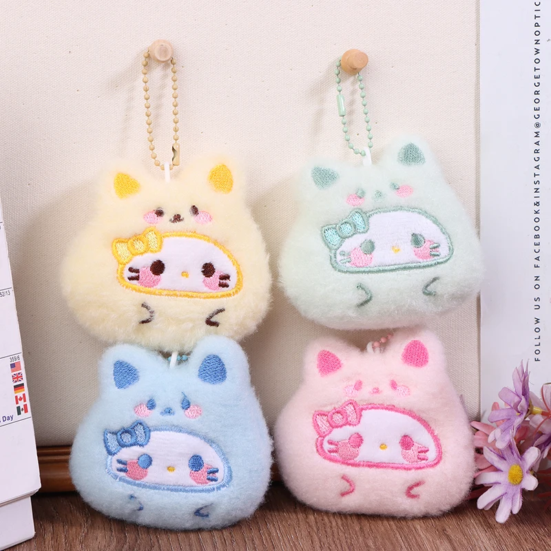 Hello Kitty Rabbit Plush Keychain Kawaii Sanrio KT Stuffed Doll Pendant Car Key Ring Backpack Bag Decor