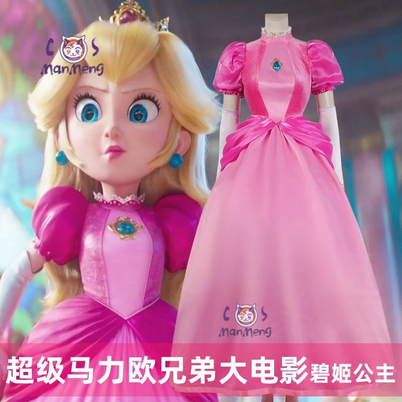 الأميرة الخوخ تأثيري حلي سوبر بروس زي الوردي لوليتا فستان الأميرة تاج أقراط قفازات هالوين عيد الميلاد فتاة هدية #2