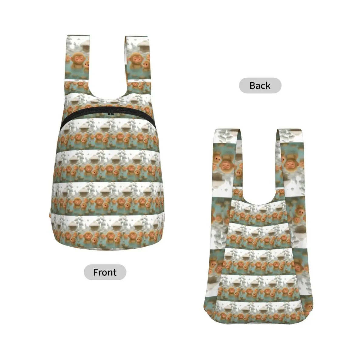 Snow Monkey Onsen Winter Hot Spring Spa Backpack Student Storage BookBag Kids School Bag Computer Shoulder Bags for Men Women