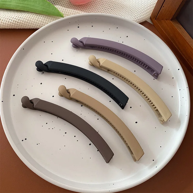 Neue Schlichte Haarspange Pferdeschwanzhalter Matt Einfarbig Modisch Minimalistisch Haarklammer Rutschfester Pferdeschwanzclip Haaraccessoires für Frauen – Detail 9