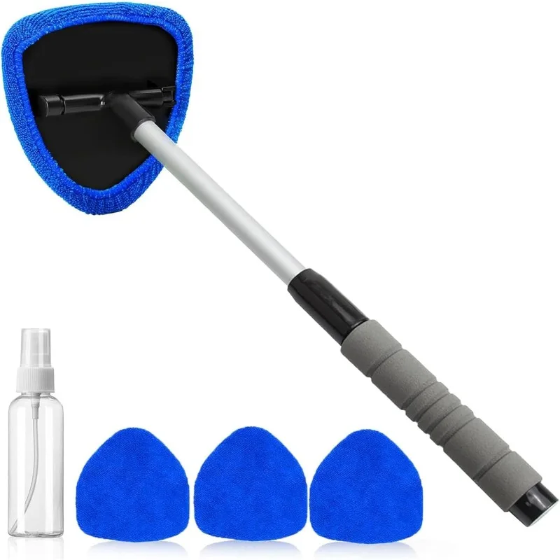 New 180° Extendable Windshield Cleaning Brush with 4 Reusable Cleaning Pads for Defogging and Cleaning Car Windows  Windshields