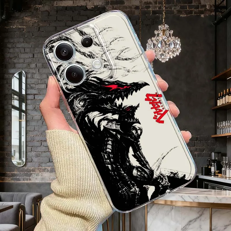 B-Berserks Anime Cool Phone Case For Xiaomi Mi Poco F2 F3 F4 F5 F6 X5 X6 X7 Pro TPU Protection Transparent