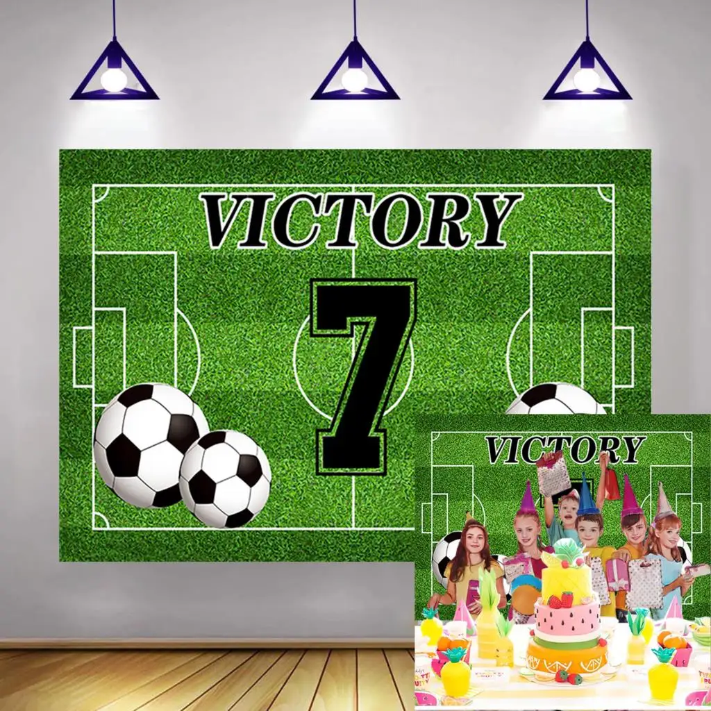 Happy 7th Birthday Sports Theme Soccer Backdrop Party Kids Boys Photography Background Photoshoot Decorations Welcome Banner