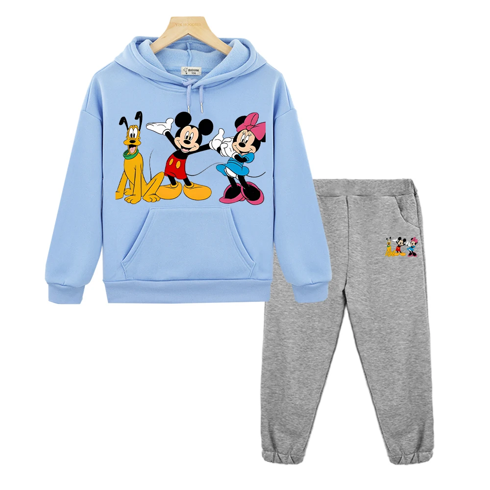 

mickey mouse boy girl Hooded Sets hoodies Fleece Sweatshirt y2k sudadera Disney print hoodie+Pant pullover kids boutique clothes