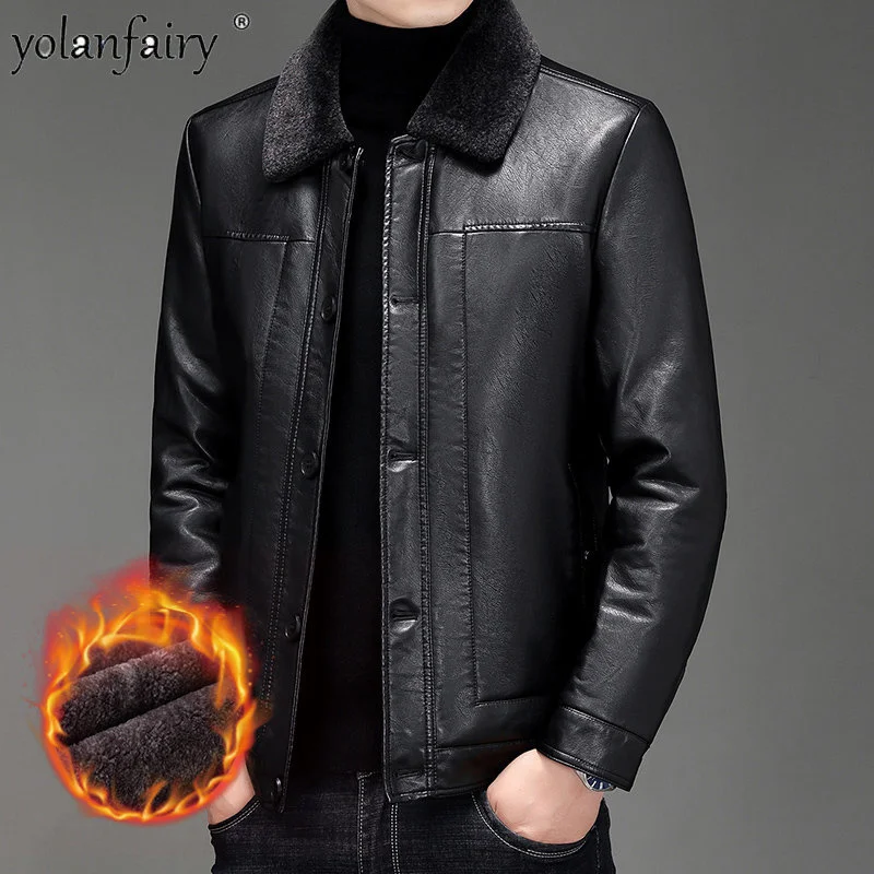 Leather Jacket Men Clothing 2023 New PU 's Plush Thick Warm Faux Coats and s Winter for Wear