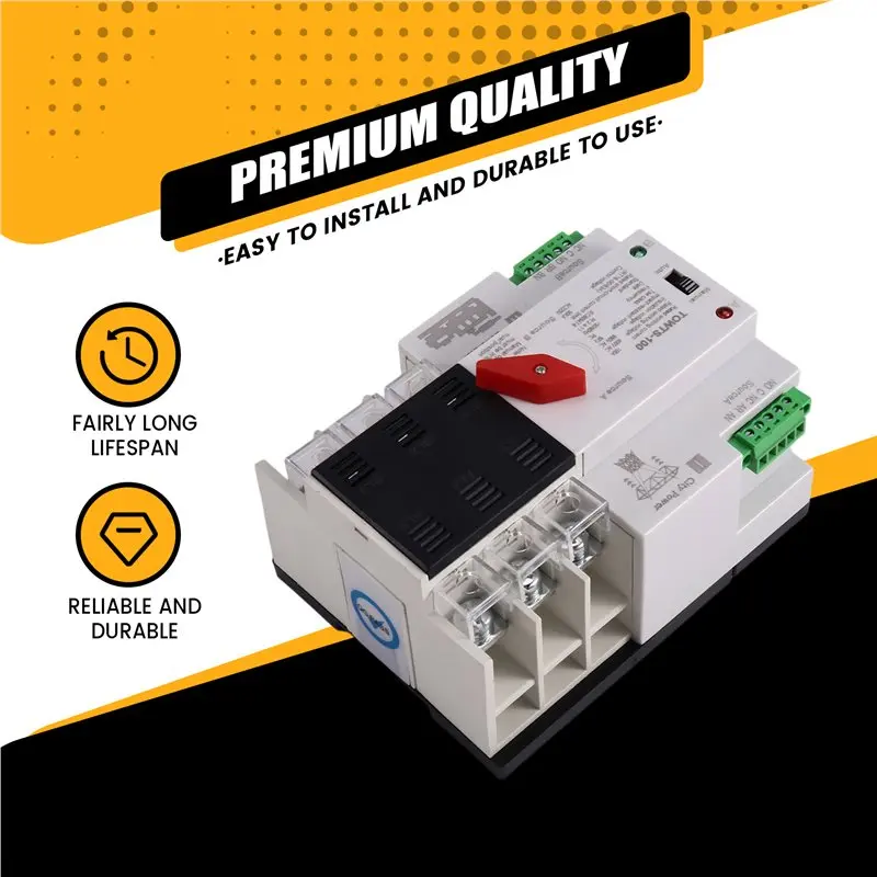 T19C Dual Power Transfer Switch 3P 100A Automatic Household Power Switch Manual/Automatic