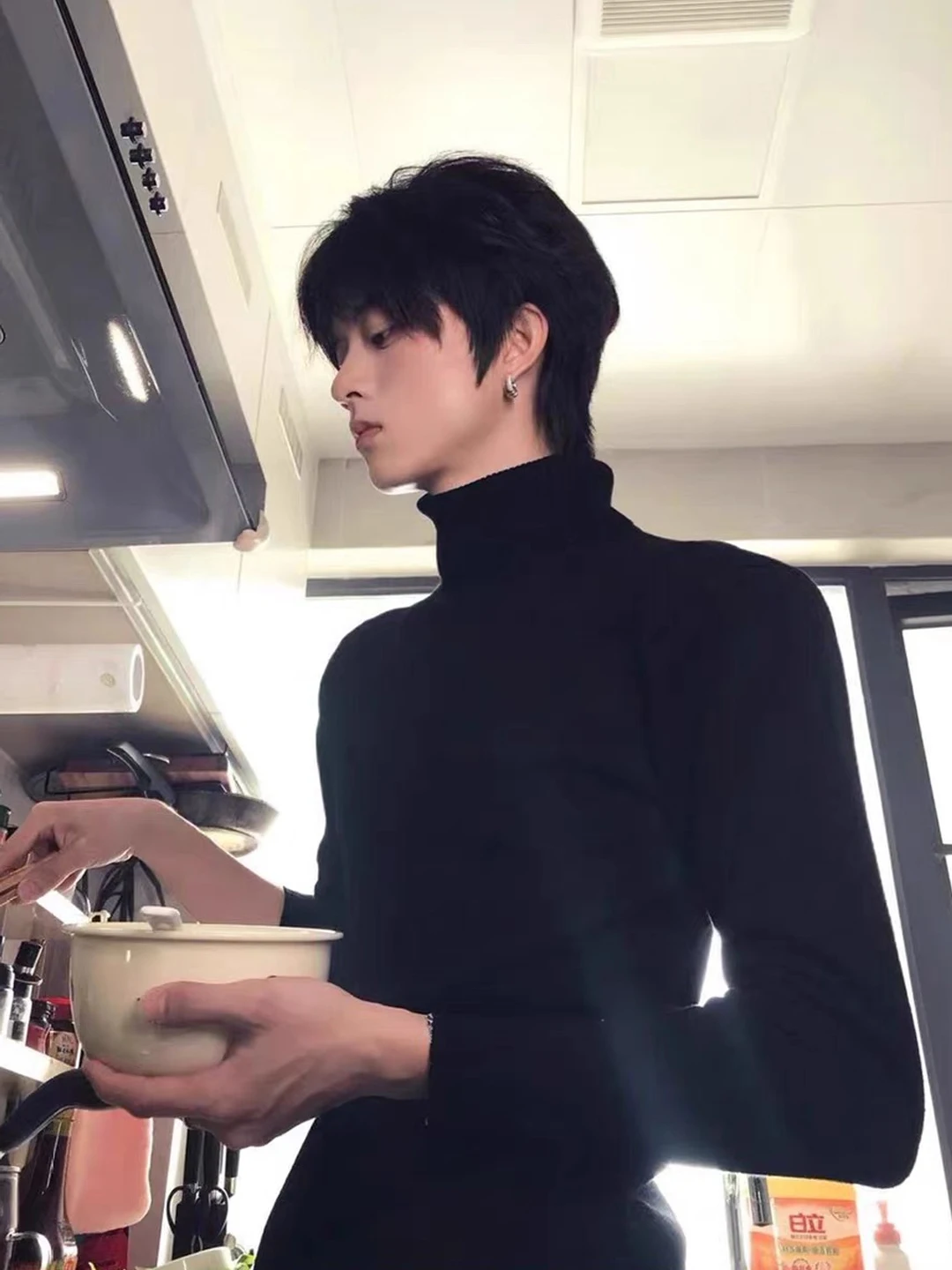 

Bla High Collar Thiened Knitted Sweater Men's Autumn Winter Sle Slim Fit Inner irt Cleanfit American Sle Long Sve