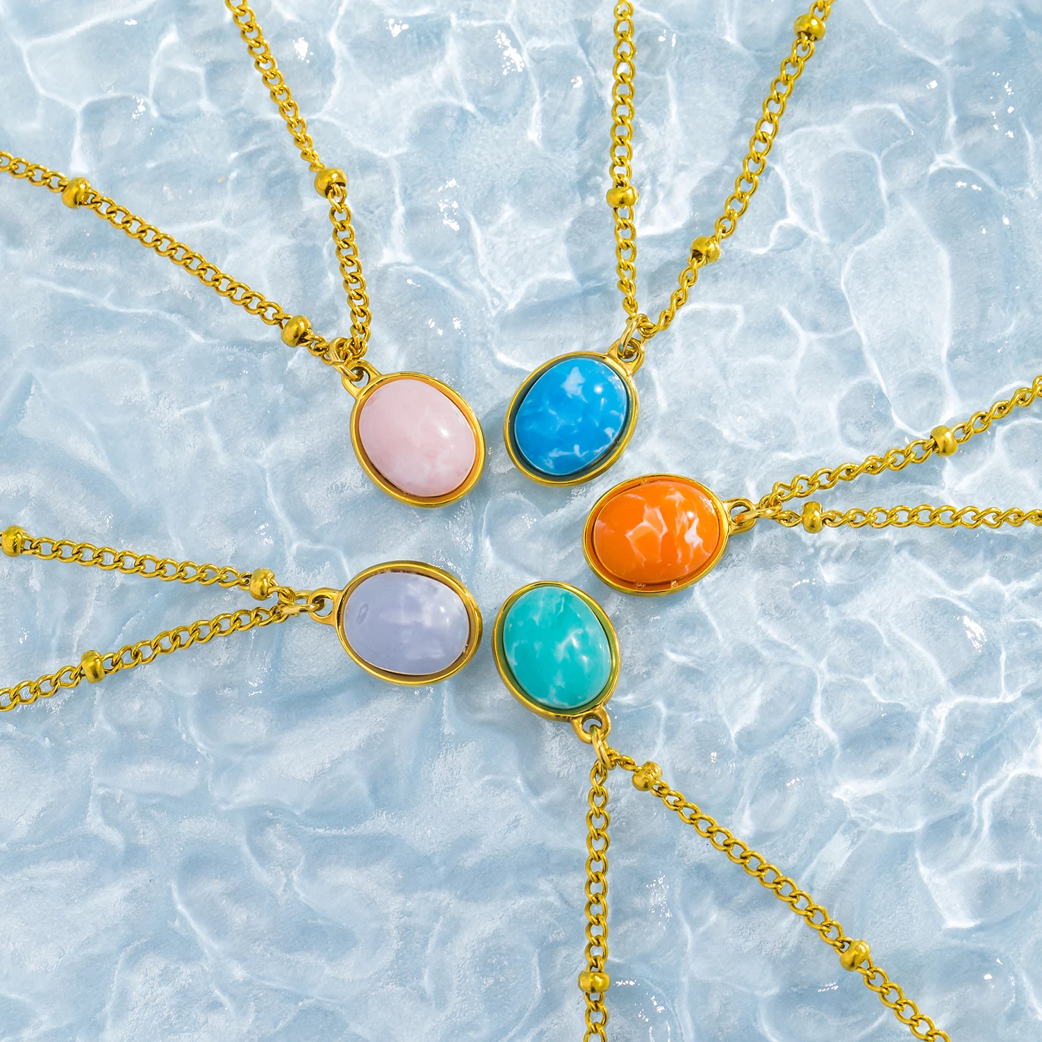 UHBINYCA Fashion Colorful Jelly Stone Pendant Necklace 18K PVD Plated New Arrival  Stainless Steel Jewelry Wholesale Gift