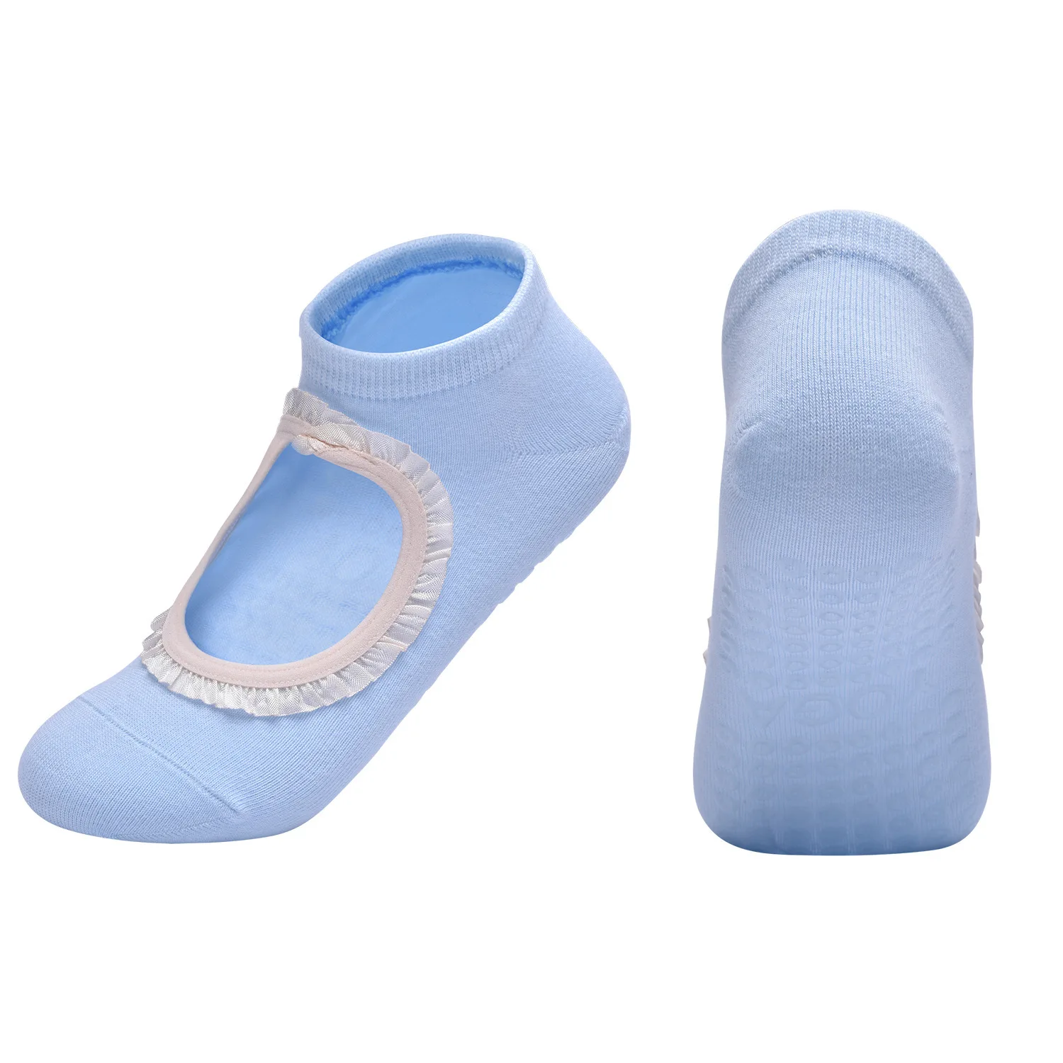 Women's Strap Lace Yoga Socks Anti Slip Professional Pilates Socks Dance Aerobics Trampoline Fitness Sports Socks Woman