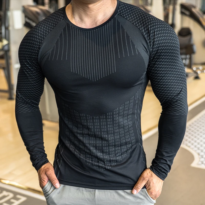 

Новинка 2024, спортивная одежда Fitn, плотная, Qui Dry Long Sve, тренировочная база для бега, irt, мужская, из полиэфирного волокна, дышащая, увлажняющая...