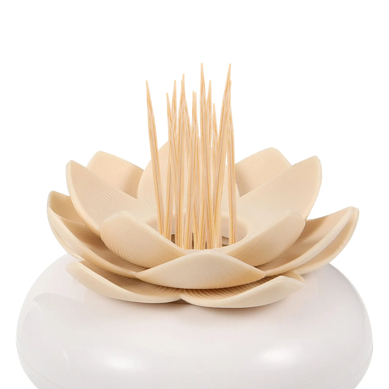 

Creative Lotus Cotton Swab Box Portable Toothpick Holder Large Beige Dust Cover Storage Dispenser Kitchen Bar Accessories