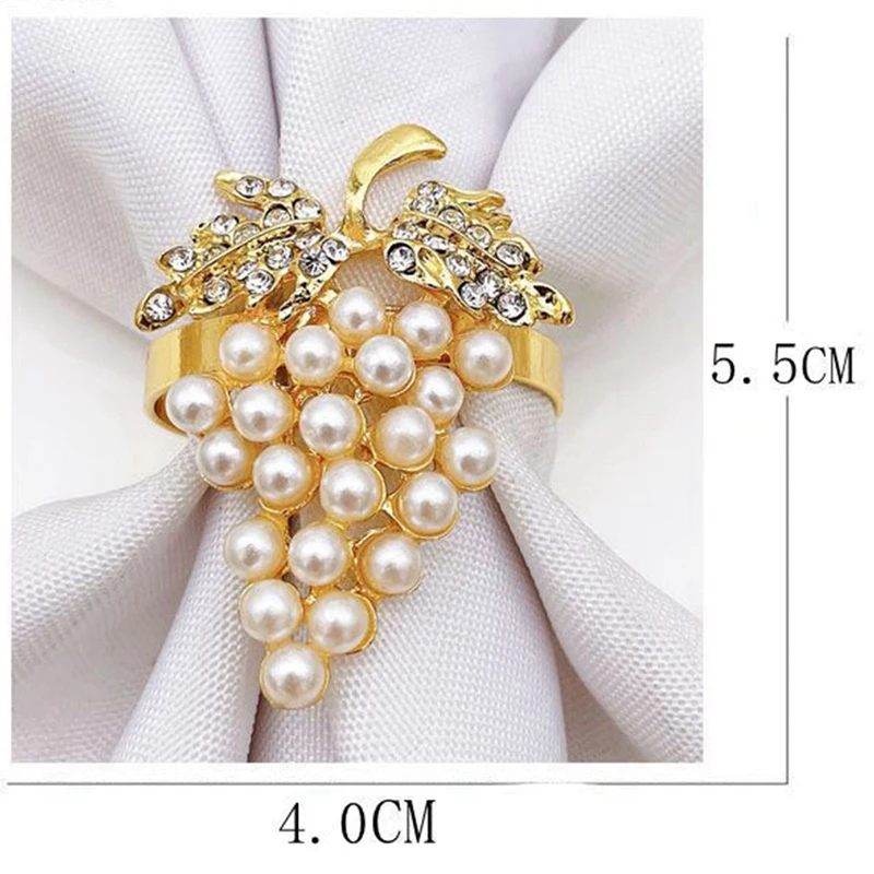 10ชิ้นห่วงรัดผ้าเช็ดปากองุ่นผลไม้แหวนผ้าเช็ดปากมุกแหวนผ้าปากสำหรับ hiasan kamar รุ่นบนโต๊ะอาหารในโรงแรม