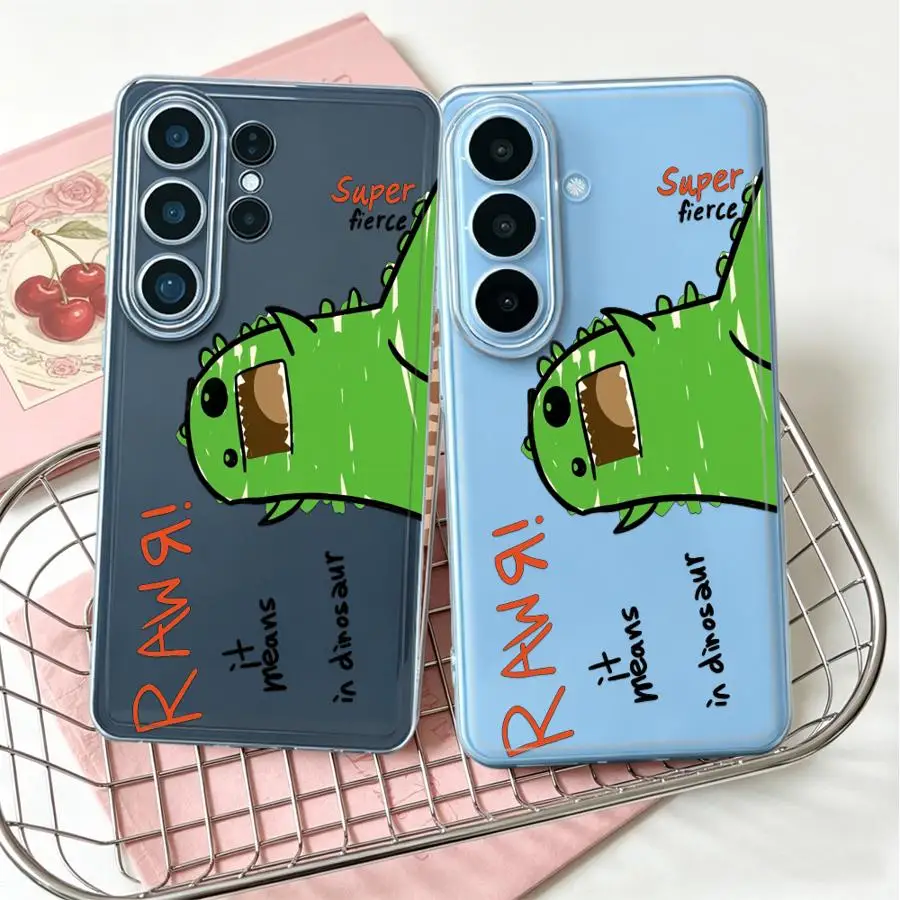 Cartoon Dinosaur Case for Samsung Galaxy S26 Ultra S21 S24 Note 20 Ultra 10 S25 Edge S22 FE S23Ultra S23 Ultra S20 Plus Phone