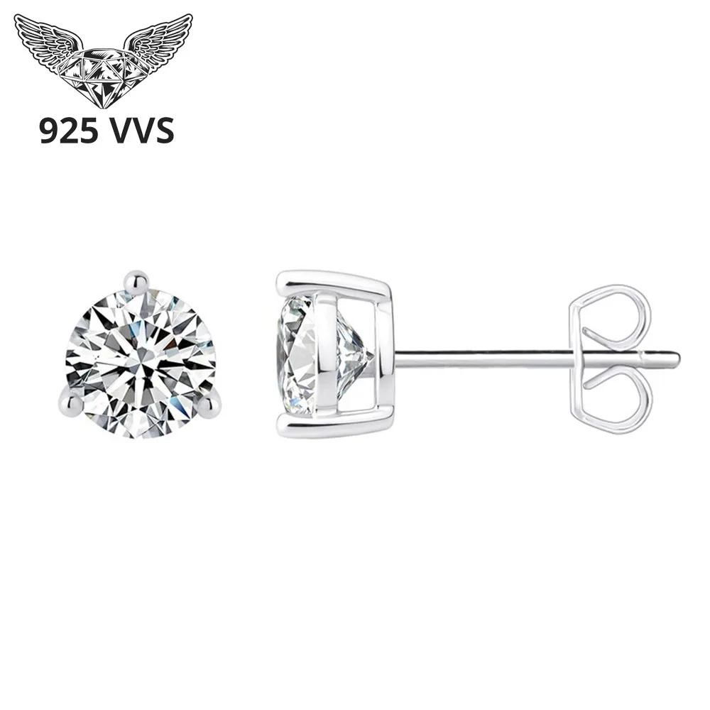 

Премиальные серьги-гвоздики с муассанитом 1.0 карата для женщин, оригинальные, с 3 крапанами, из стерлингового серебра S925, женские серьги с муассанитом