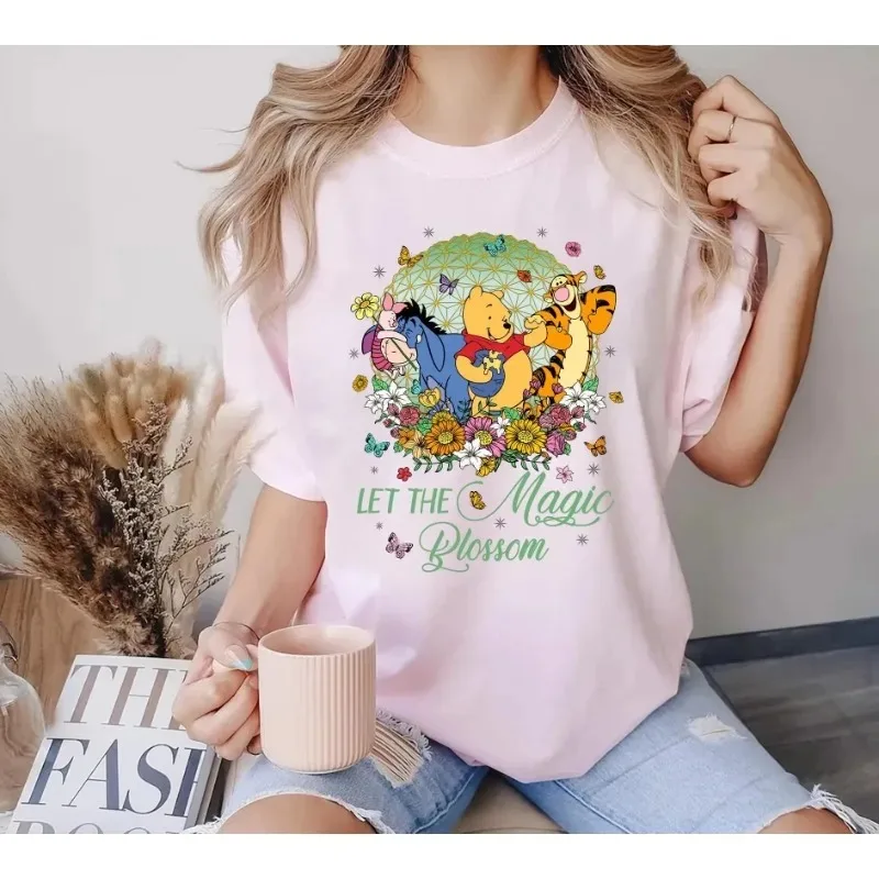 

2026 New Winnie The Pooh and Friends T-shirt Fashion Printed Women's T-shirt Summer Breathable and Comfortable Sports T-shirt