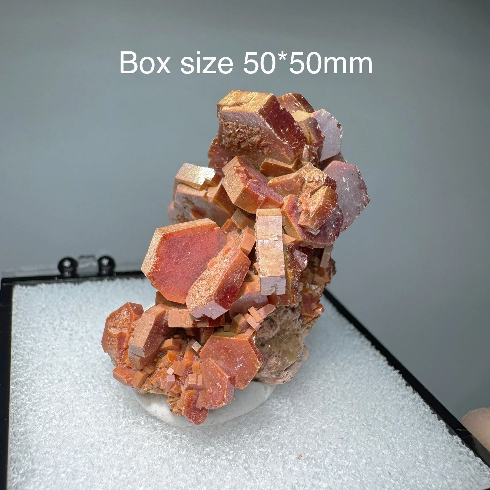 Natural Raw Morocco Orange-red Vanadinite Mineral Specimen Crystal Quartz Healing Stone Home Decor Box Size 50X50mm