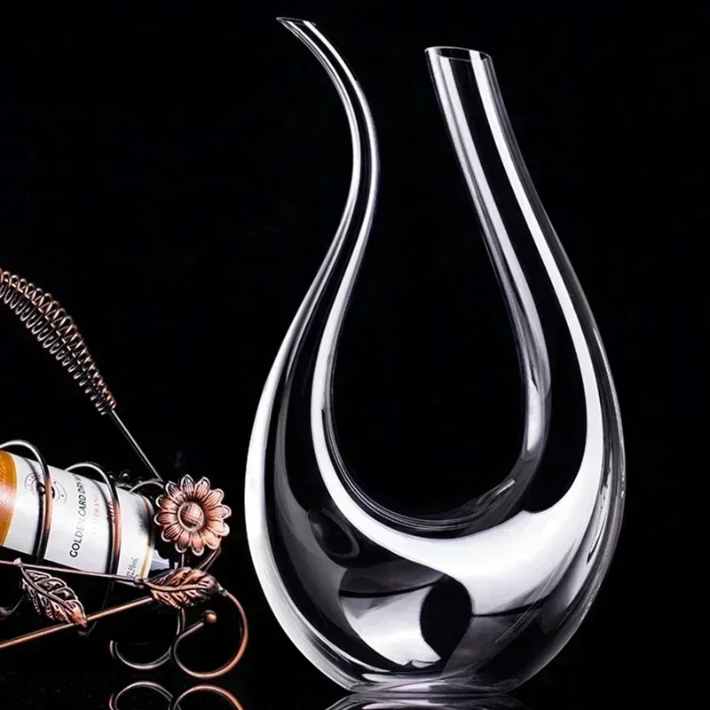 High Grade 1500ML Crystal U-shaped Wine Decanter Gift Box Harp Swan Decanter Creative Wine Separator Wine Set  Decanter Set