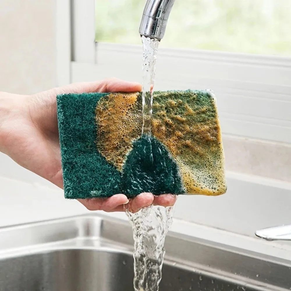 

5/10 шт. двусторонних моющих губок, многоразовые, для удаления жира, для мытья посуды, не царапающие, моющиеся, кухонные губки-салфетки