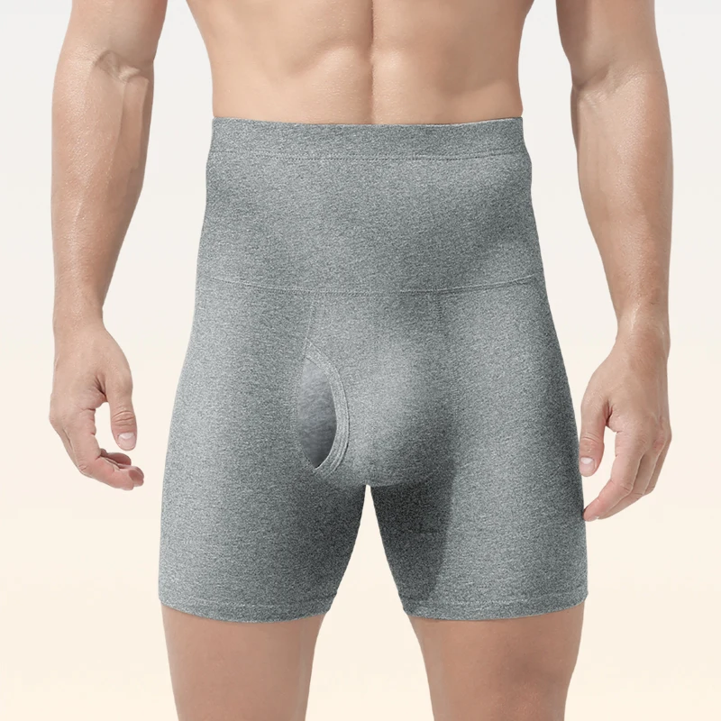 Men's High Waisted Belly-Control Underwear Plus Fat Plus Size Anti-Wear Leg Waist Protection Warm Fleece-Lined Thickeneded Sport