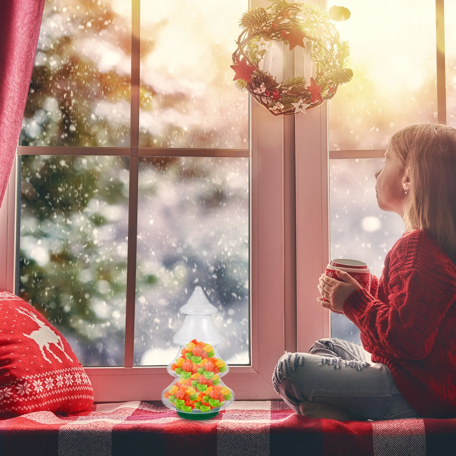 

Xmas Cookie Jars Clear Plastic Christmas Tree Candy with Lids Airtight Dish PET Chrsistmas