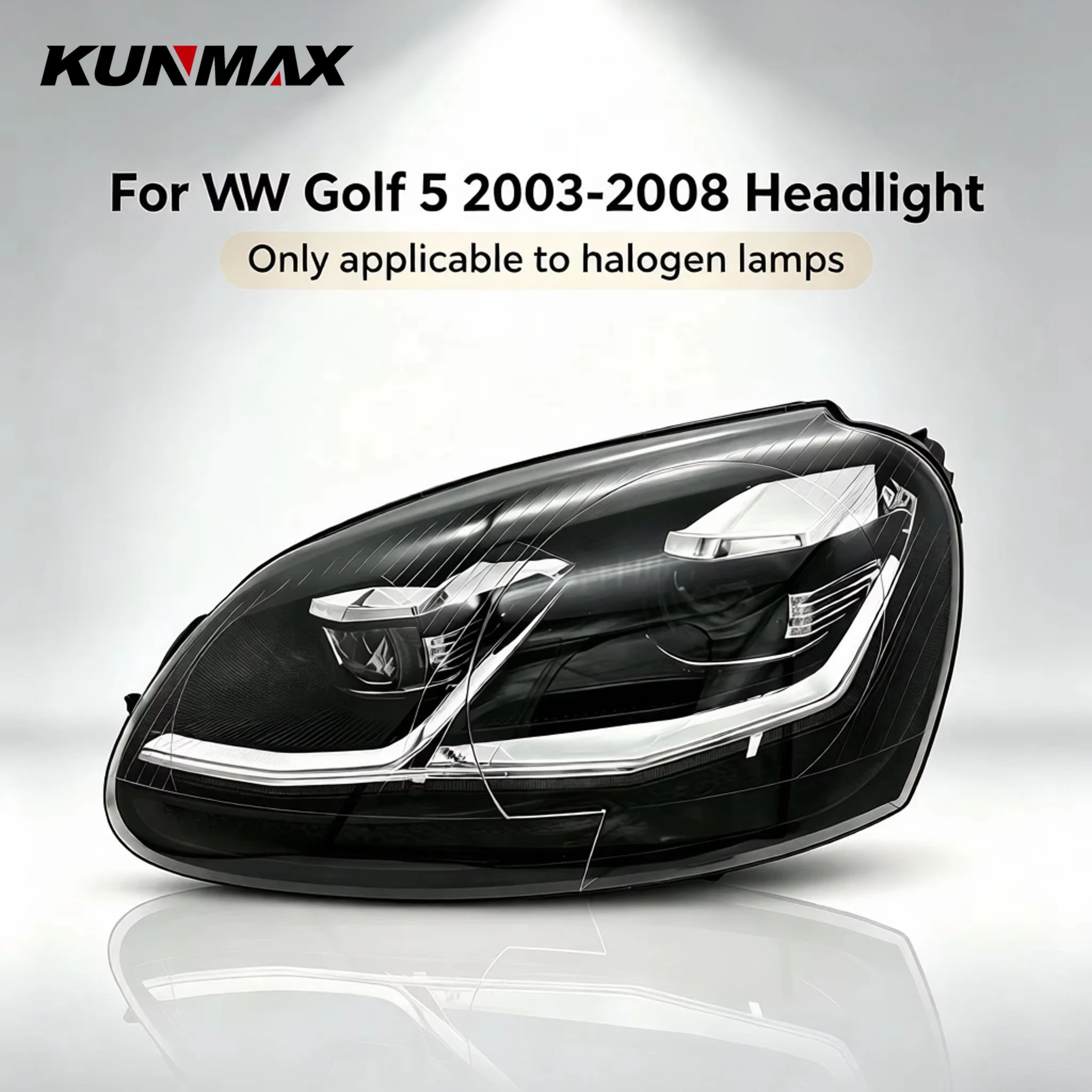 2 Pezzi Gruppo Fari LED per Auto Compatibili con Volkswagen Golf MK5 2003-2008, Luci Anteriori con DRL e Indicatori di Direzione, Ricambio Fari