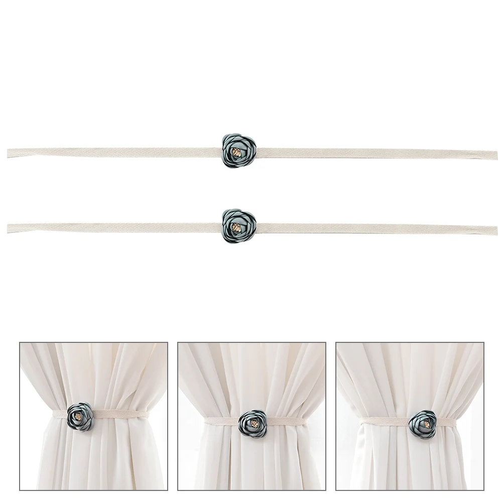 

2 Pcs Modern Artificial Flower Curtain Tiebacks Decorative Rope Binding Straps for Living Room Bedroom Curtains Accessories
