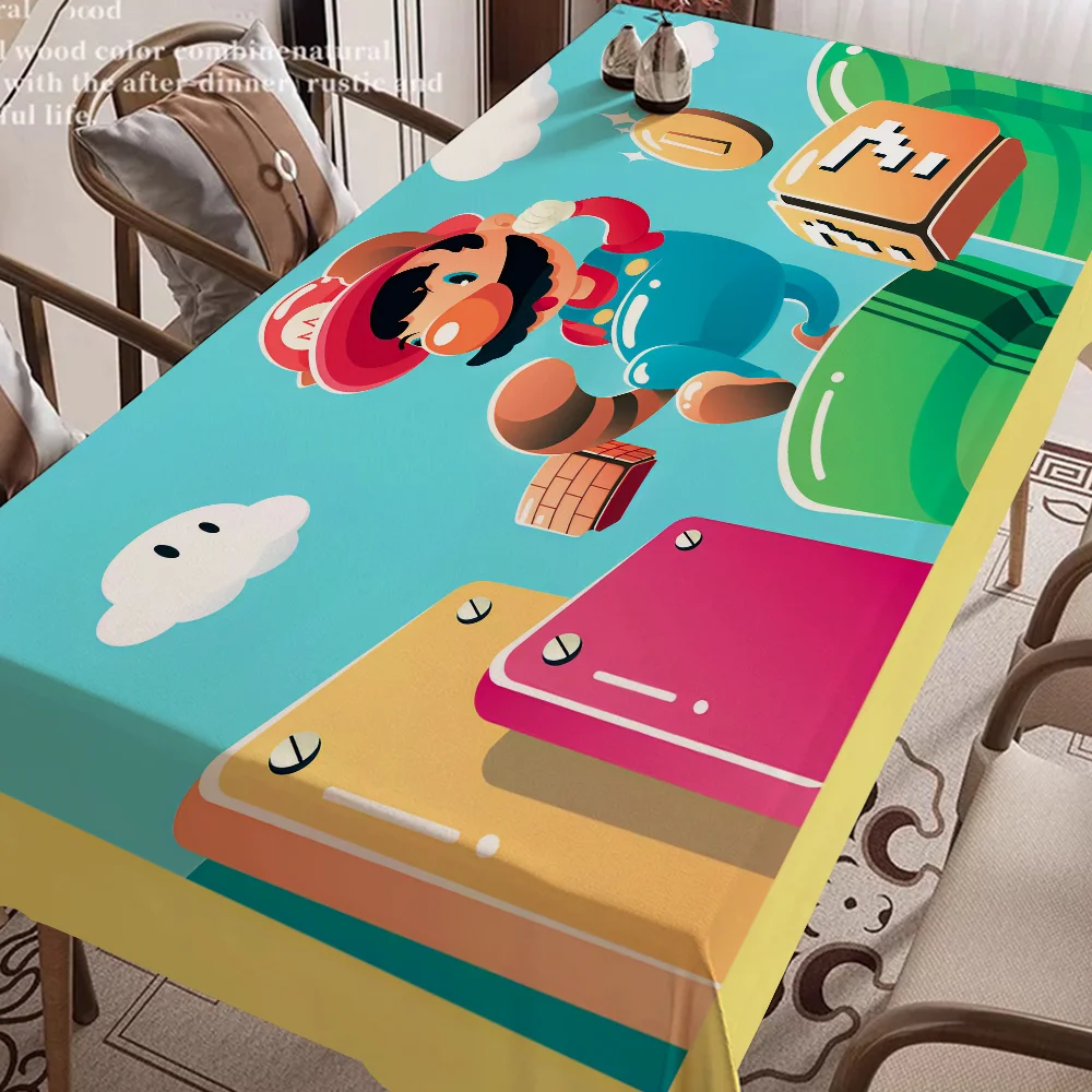 

Game S-Super M-Marios B-Bros Themed Polyester Tablecloths for Home Kitchens Dining Rooms Patios Tablecloth Decoration
