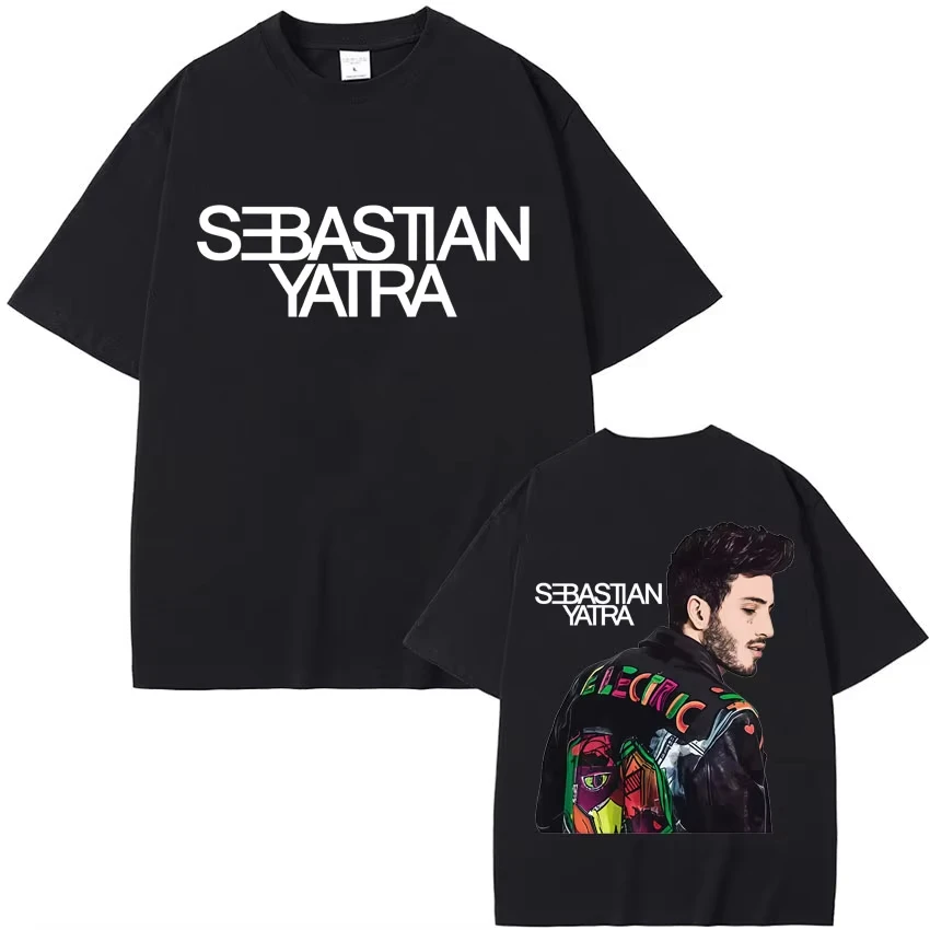 Herren Hip-Hop Gothic Streetwear Übergroßes lässiges Rundhals-Baumwoll-T-Shirt für Teenager-Sänger Sebastian Yatra Album Tour T-Shirt