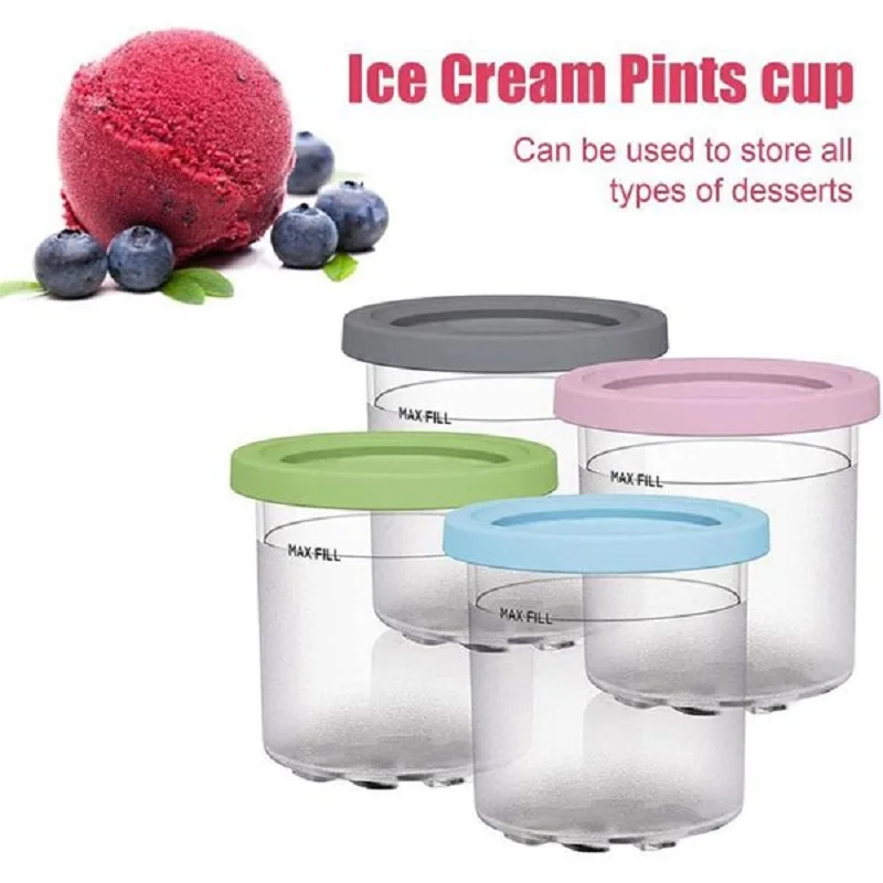 4Pcs/lot Ice Cream Pints Cup, Ice Cream Containers with Lids for Ninja Creami Pints NC301 NC300 NC299AMZ Series Ice Cream Maker