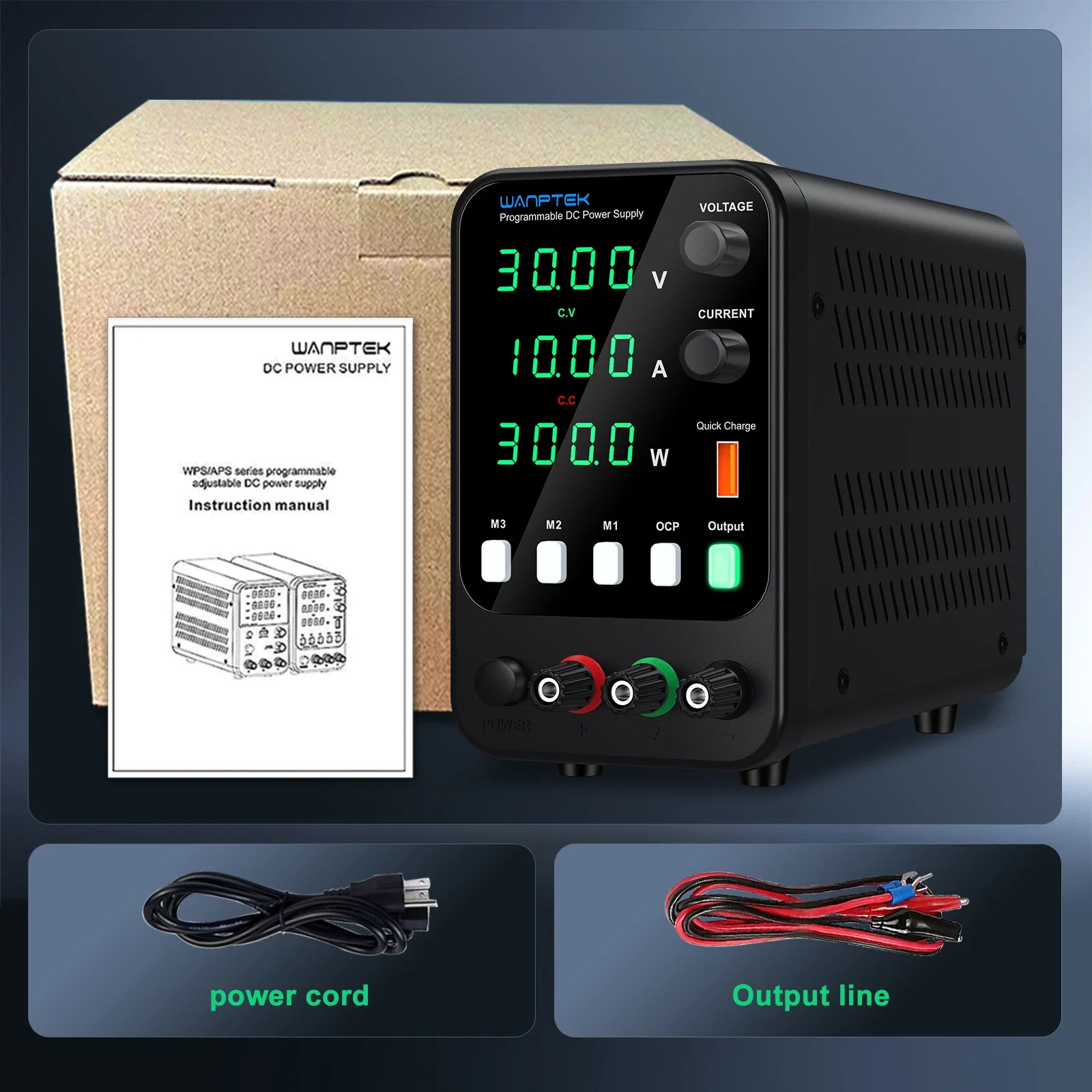 Wanptek Labor-Netzteil Einstellbar 30V 10A 300W 60V 5A 300W 120V 3A 360W mit 3 Datenspeicher-Sets OCP DC-Netzteil – Detail 6