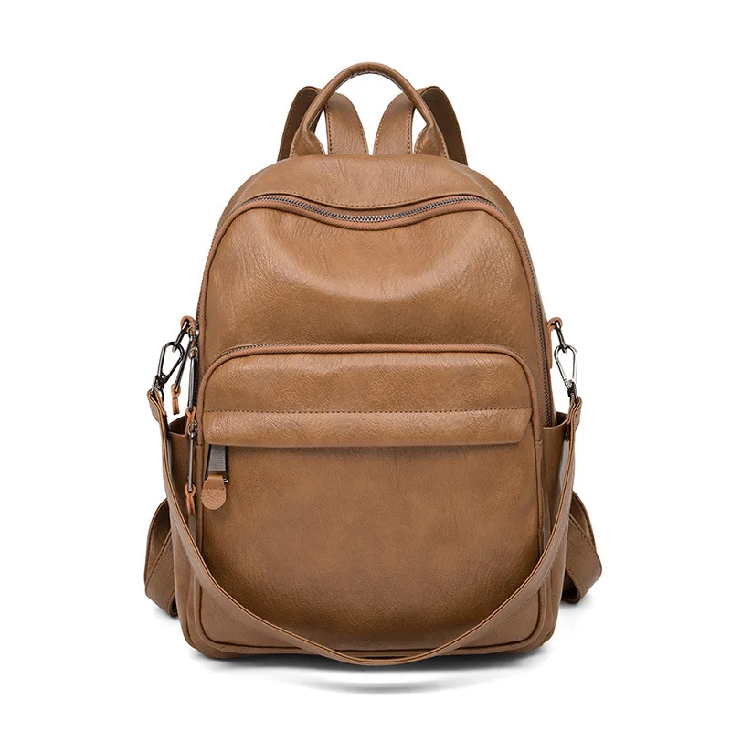 2024 Trend: Soft Leather Outdoor Backpack, Short Distance Travel, Multiple Pockets, Large Capacity, Lightweight, Simple Backpack