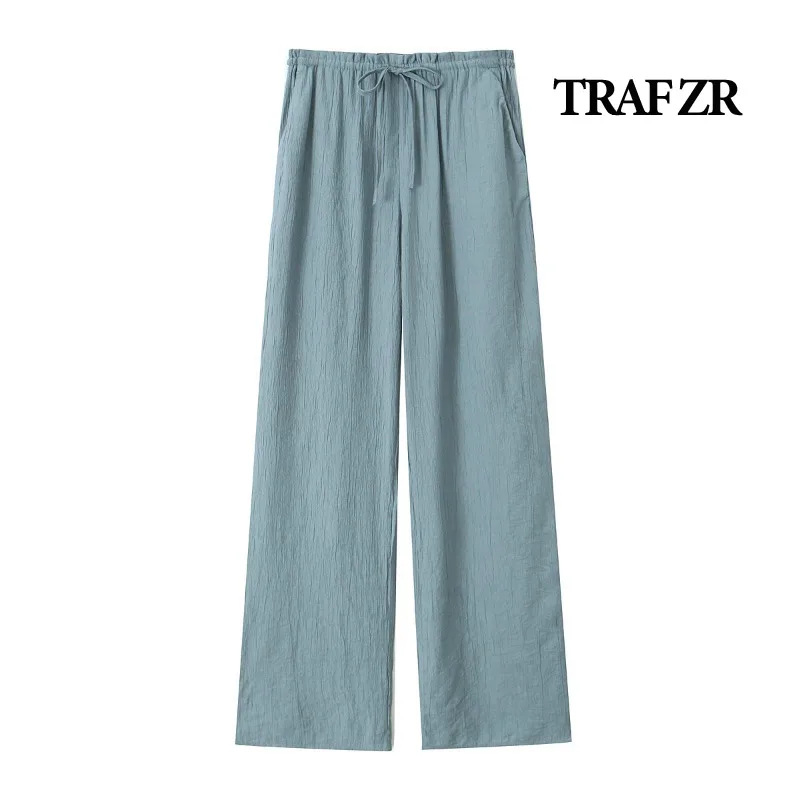 

TRAF ZR Pleated Pants for Women Korean Fashion Elegant Y2k Korean Popular Baggy Vintage Pants Women's Palazzo Harajuku Pants