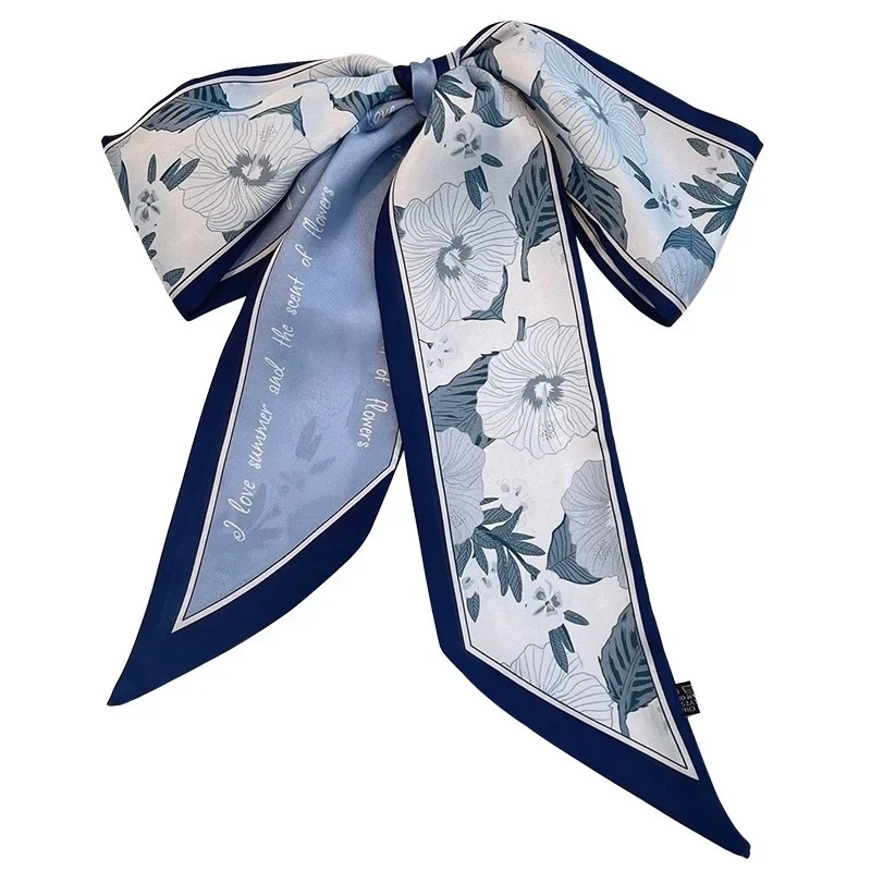 Fashion Ribbon Scarves Handbag Handles Scraf, Flowers Fruit Pattern Hair Silk Scarves Hairband