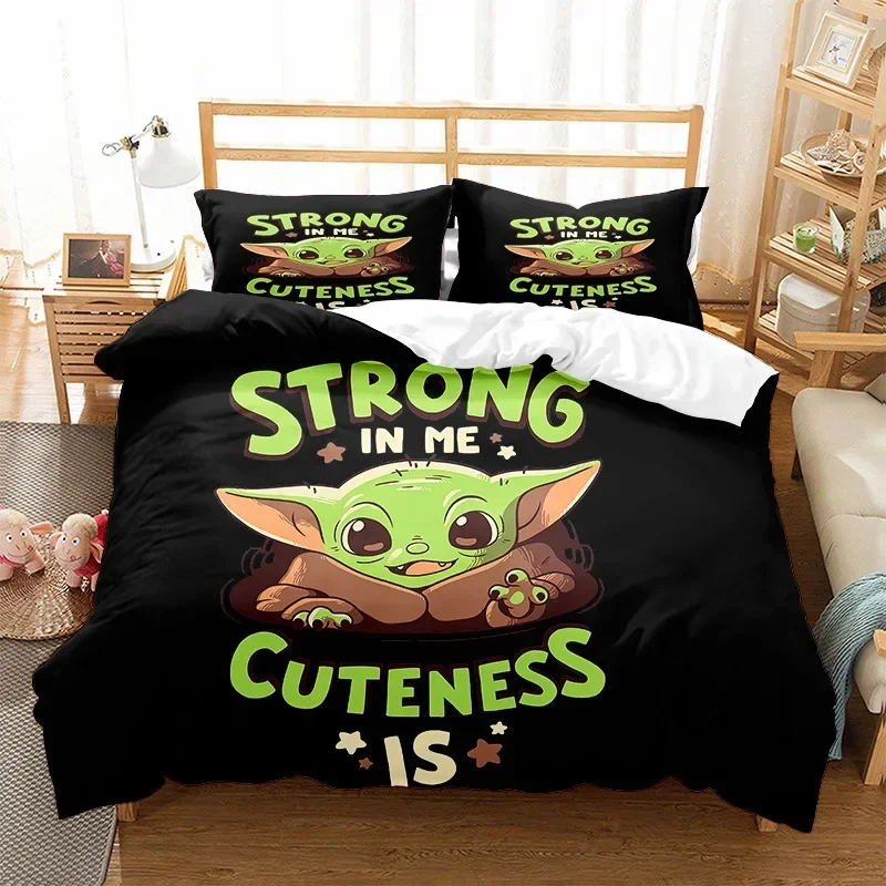 Stars Wars Anime Movies Peripheral Yoda Bedding Sets Duvet Cover Sets Duvet Cover Pillowcase Kawaii Children Boy Birthday Gifts
