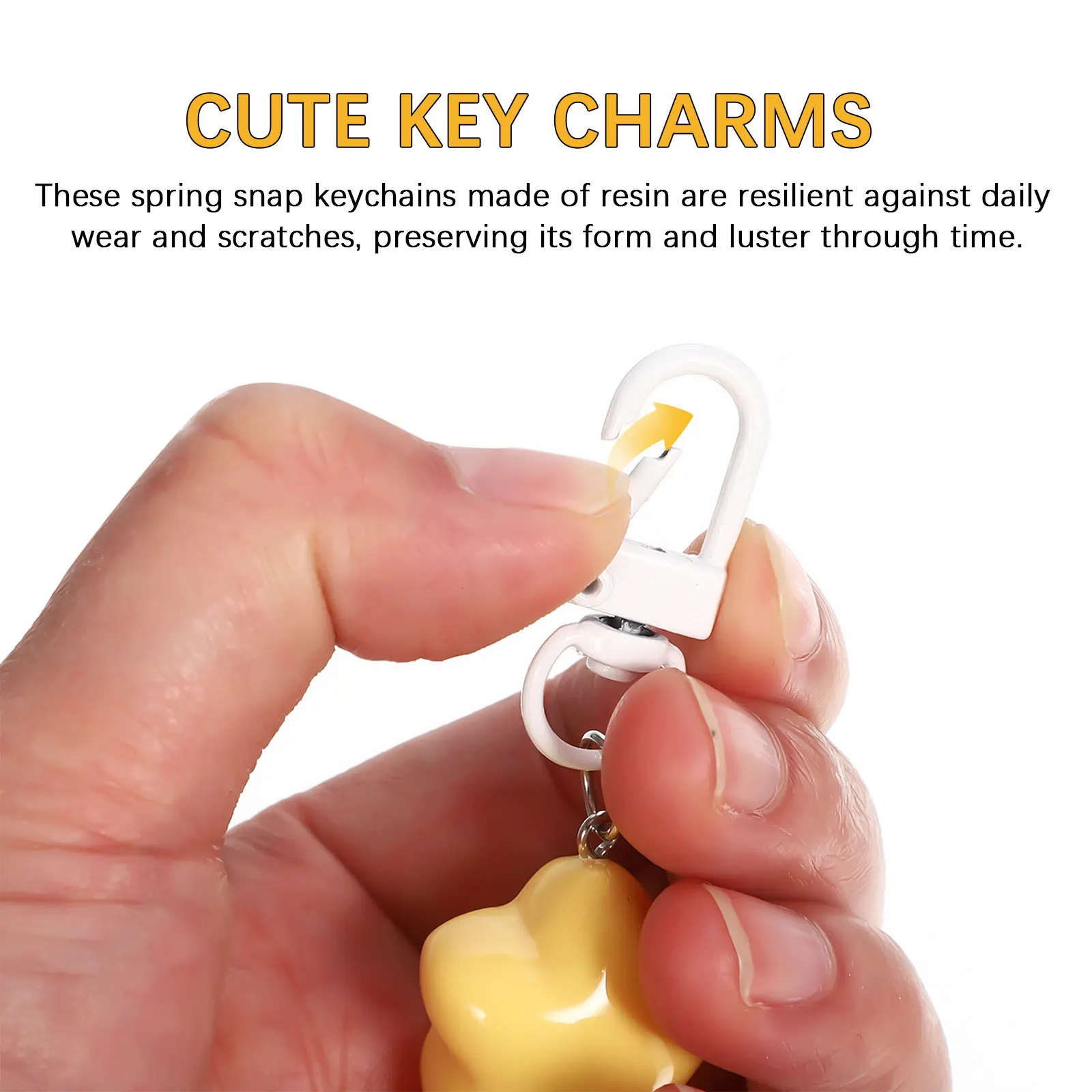 10Pcs Star Key Charm Kawaii Resin Keychain with Glossy Finish Snap Keyring for Women Bag Decors Backpack Pendants Party Fillers