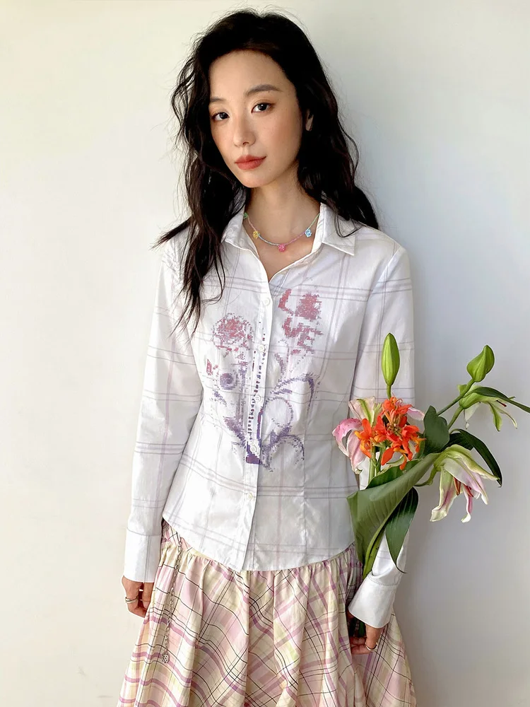 

Женская приталенная блузка Chtry Girl с длинным рукавом и высоким воротником, с ретро-цветочным принтом, из дышащего хлопка, удобная для повседневной носки