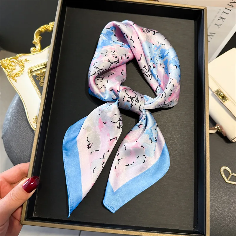 Böhmischen Stil Druck Luxus Marke Seide Quadrat Schal Frauen Satin Schals Halstuch Wrap Schals Bandana Haar Hjiab Floral