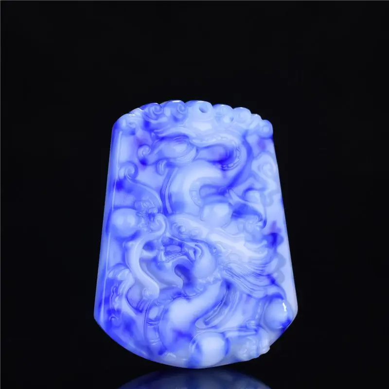 Blue-and-blue Chinese Zodiac Dragon Pendant Dragon Flying Dragon In The Sky Jade Pendant for Men and Women