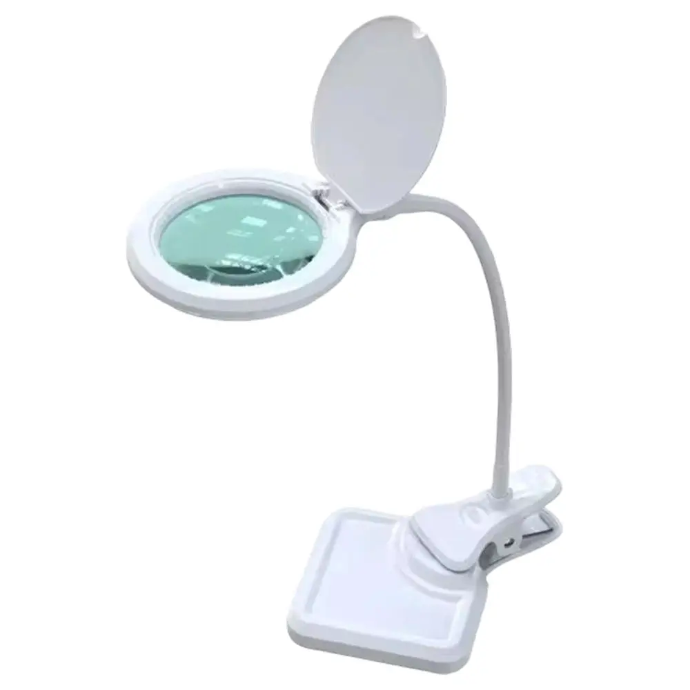 Ergonomic Design 4Inch 2W Desktop Magnifier Clip On Light Soft Glow Lamp For Reading Books Newspapers Detailed Tasks