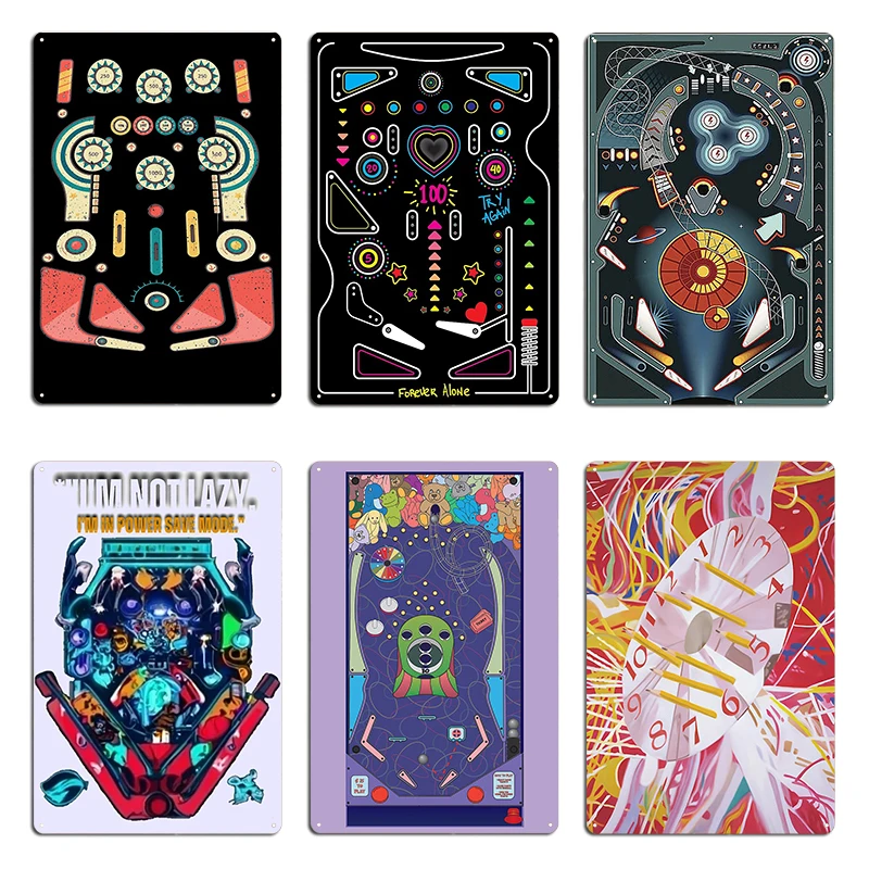 Haruki Murakami's Pinball 1973 ilustración de una máquina Pachinko placa de Metal Club impresión crear cartel de estaño personalizado