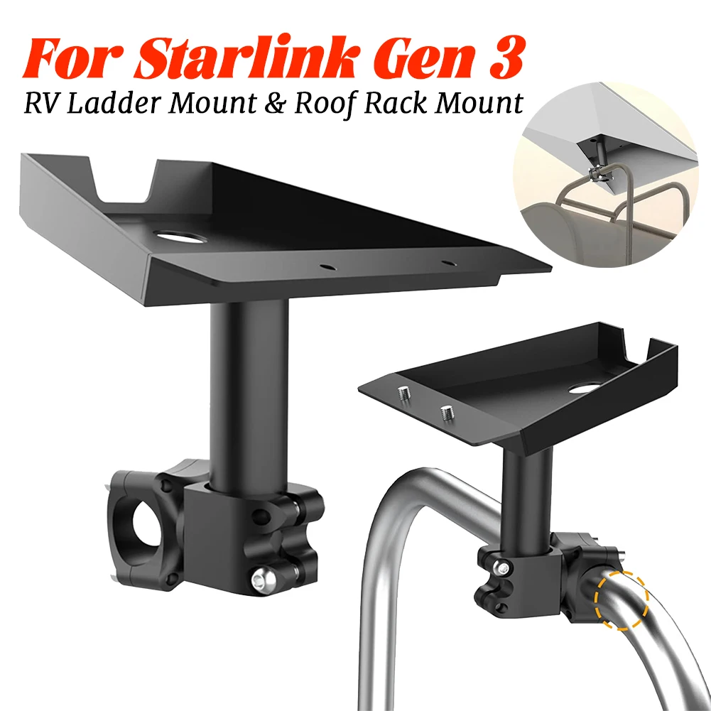 For Starlink Gen 3 RV Ladder Mount & Roof Rack Mount Installation Range 0.8-1.17inch Pole Portable Bracket Internet Mounting Kit