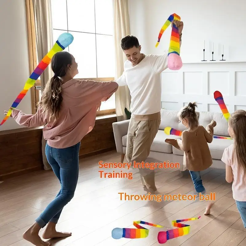 Rainbow Comet Ball Soft Tail 65cm Indoor Outdoor Play Ball Throwing Receiving Ball Park Sports Relax Coordination Training Ball